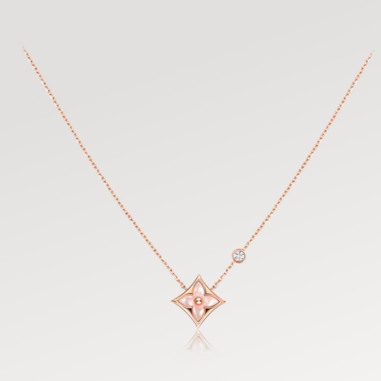 [Rose Jewels] STAR PINK MOP 1 DIAMOND PINK GOLD NECKLACE