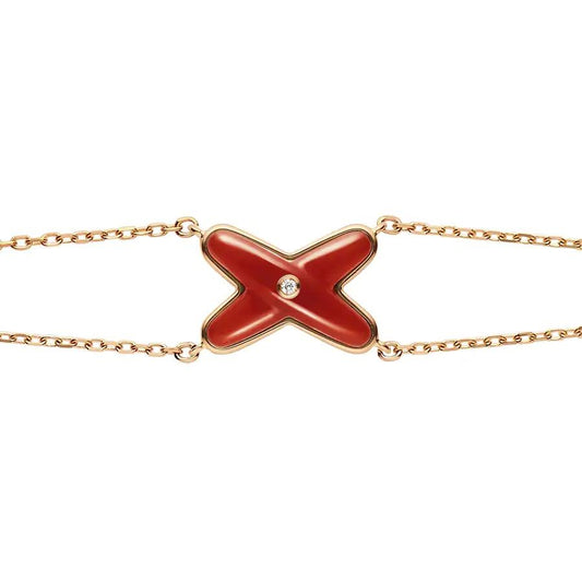 [Rose Jewels]JEUX BRACELET CARNELIAN PINK GOLD 1 DIAMOND