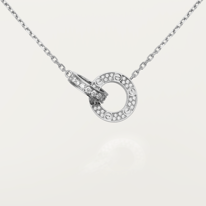 [ROSE]LOVE 7.6MM NECKLACE ROSE GOLD AND SILVER  FULL DIAMOND