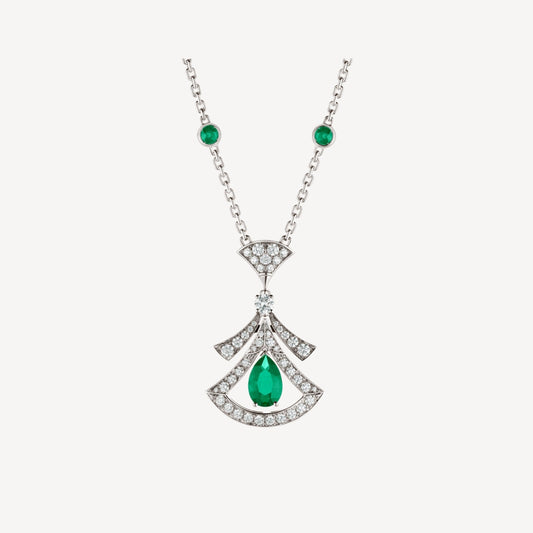 [Rose Jewels]TRAUM HALSKETTE MALACHIT DIAMANT SILBER