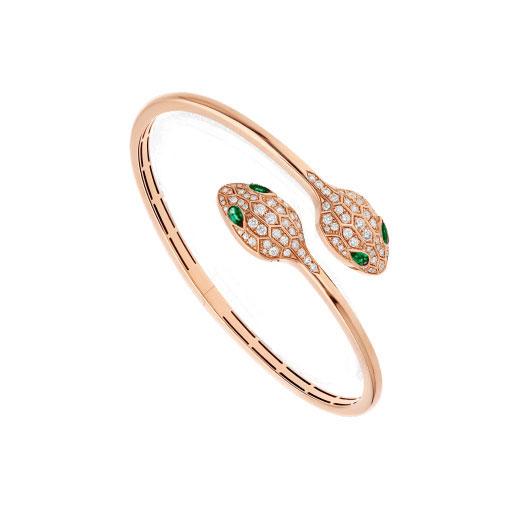 [Rose Jewels]SERPENTI ARMBAND ROTGOLD MALACHIT DIAMANT DOPPELSCHLANGE