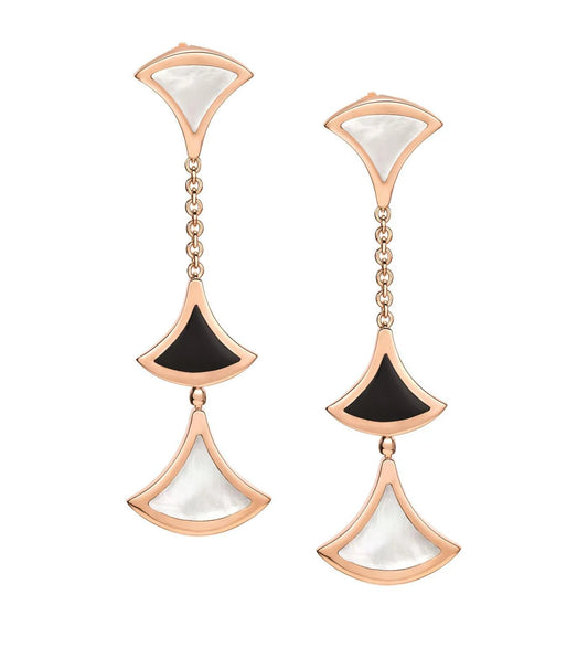 [Rose Jewels]DREAM EARRINGS 3 MOTIFS ONYX MOP PINK GOLD