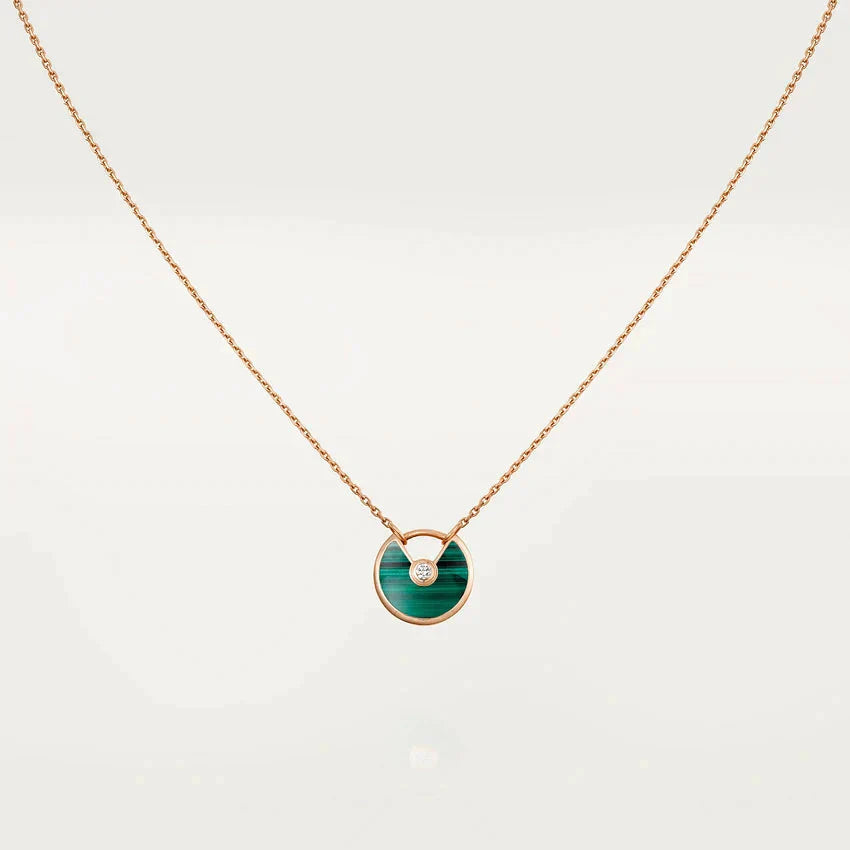 [ROSE]AMULETTE ROSE GOLD MALACHITE NECKLACE