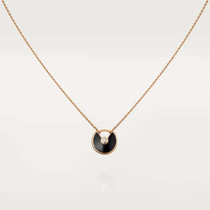 [ROSE]AMULETTE ROSE GOLD ONYX NECKLACE