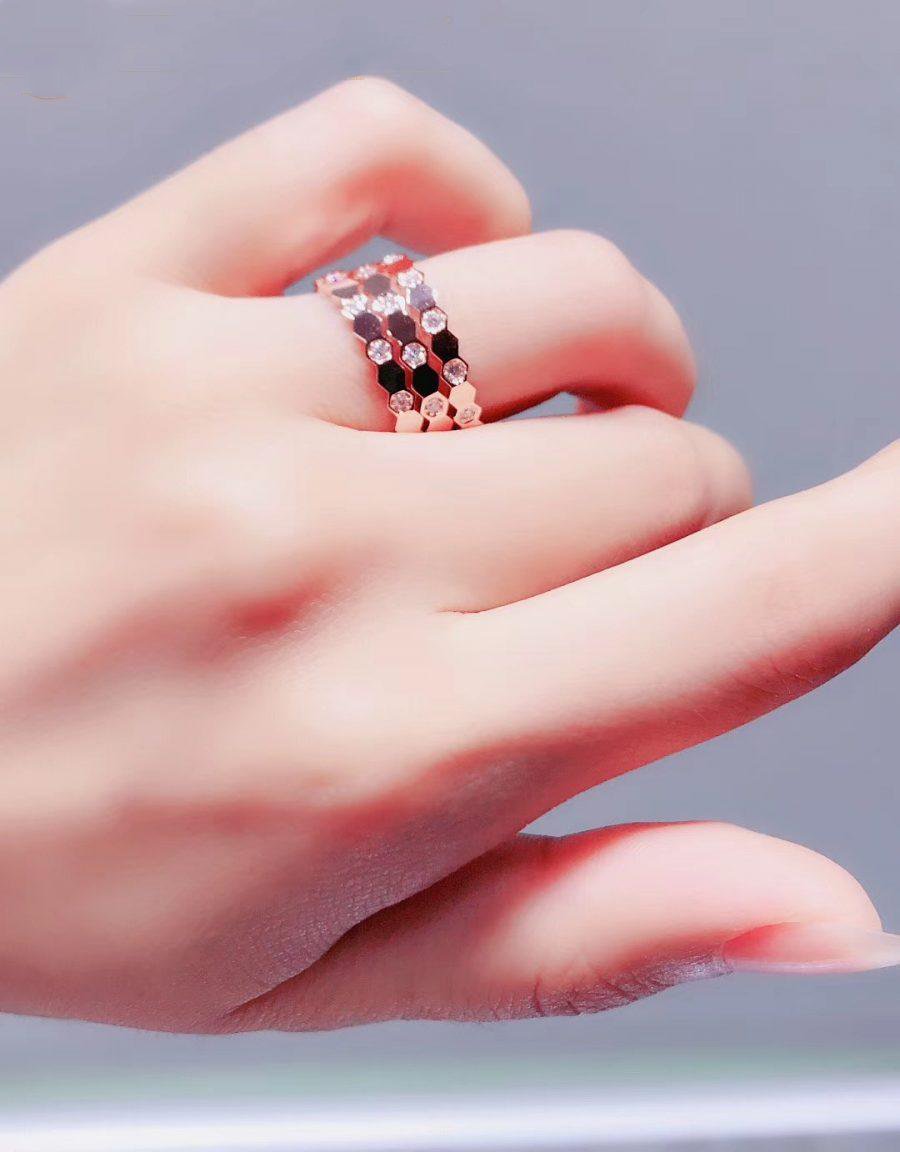 [Rose Jewels] BEE LOVE RING ROSA GOLD DIAMANT