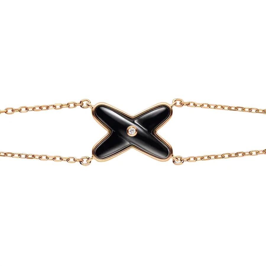 [Rose Jewels]JEUX ARMBAND ONYX ROSGOLD 1 DIAMANT