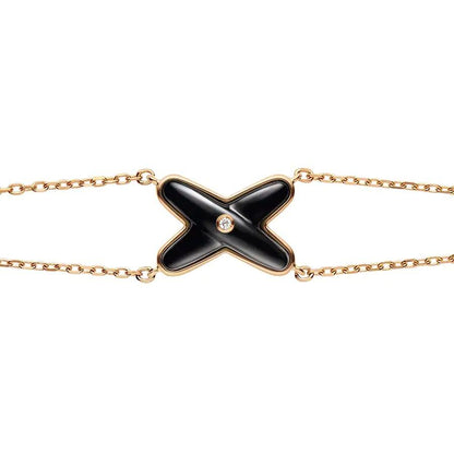 [Rose Jewels]JEUX ARMBAND ONYX ROSGOLD 1 DIAMANT