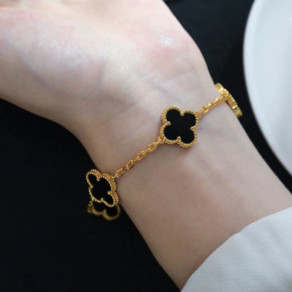 [ROSE]CLOVER  5 MOTIFS BLACK ONYX BRACELET