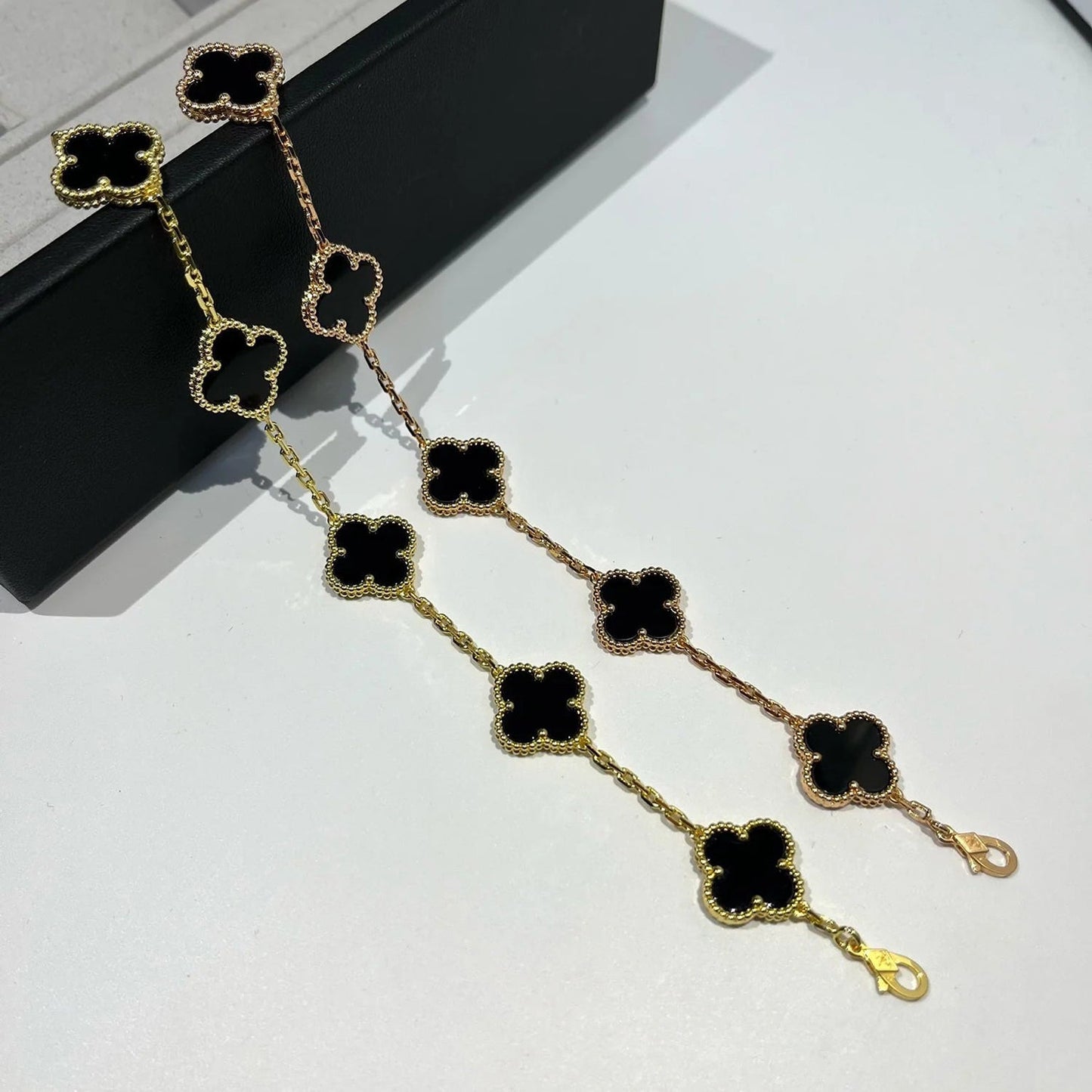 [ROSE]CLOVER  5 MOTIFS BLACK ONYX BRACELET