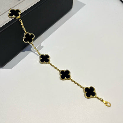 [ROSE]CLOVER  5 MOTIFS BLACK ONYX BRACELET