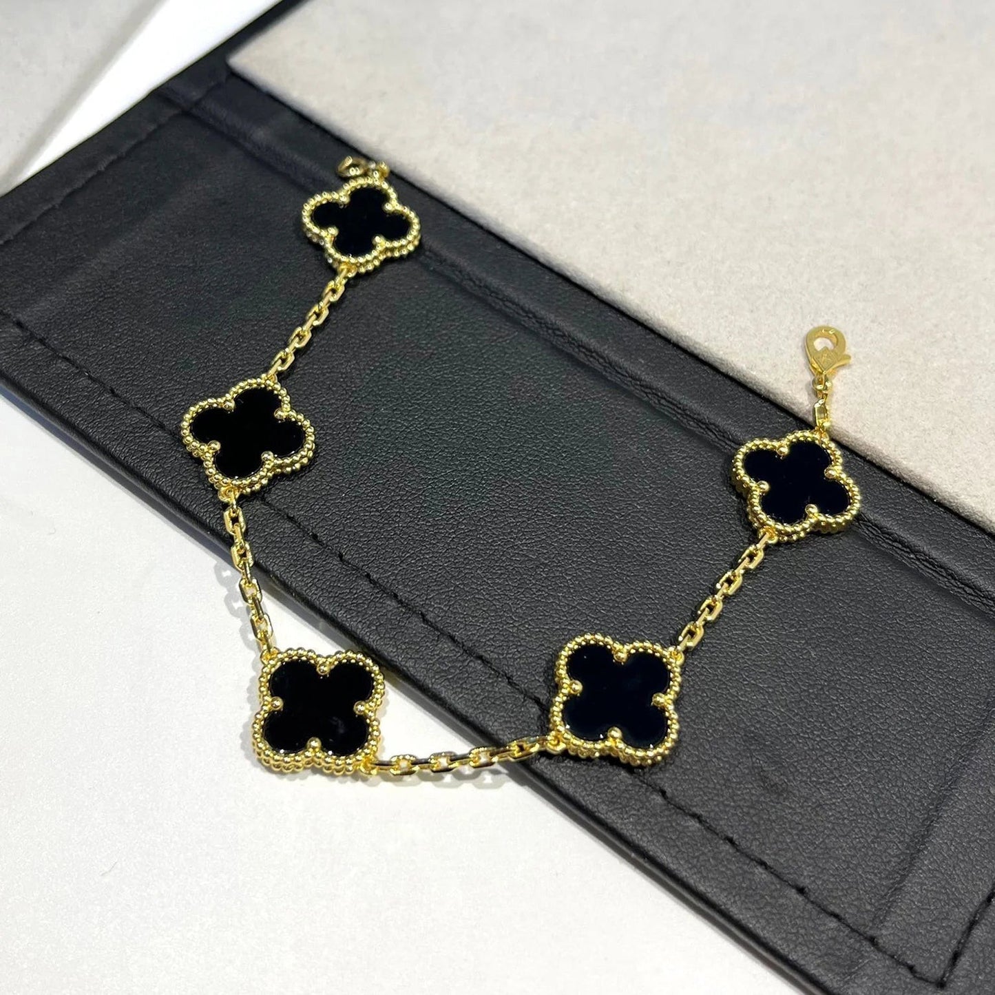 [ROSE]CLOVER  5 MOTIFS BLACK ONYX BRACELET