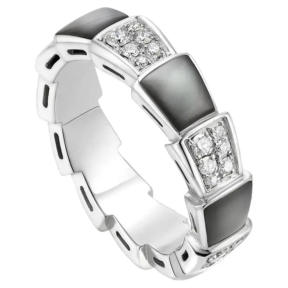 [Rose Jewels]SERPENTI RING SILBER DIAMANT SCHWARZ MOP 4MM