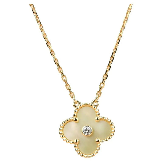 [ROSE]CLOVER 15MM DIAMOND GOLD MOTHER OF PEARL NECKLACE