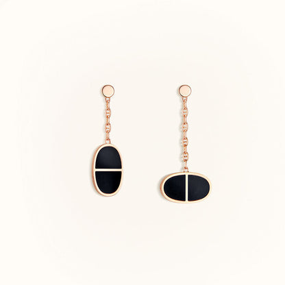 [Rose Jewels]CHAINE VERSO BLACK CERAMIC EARRINGS