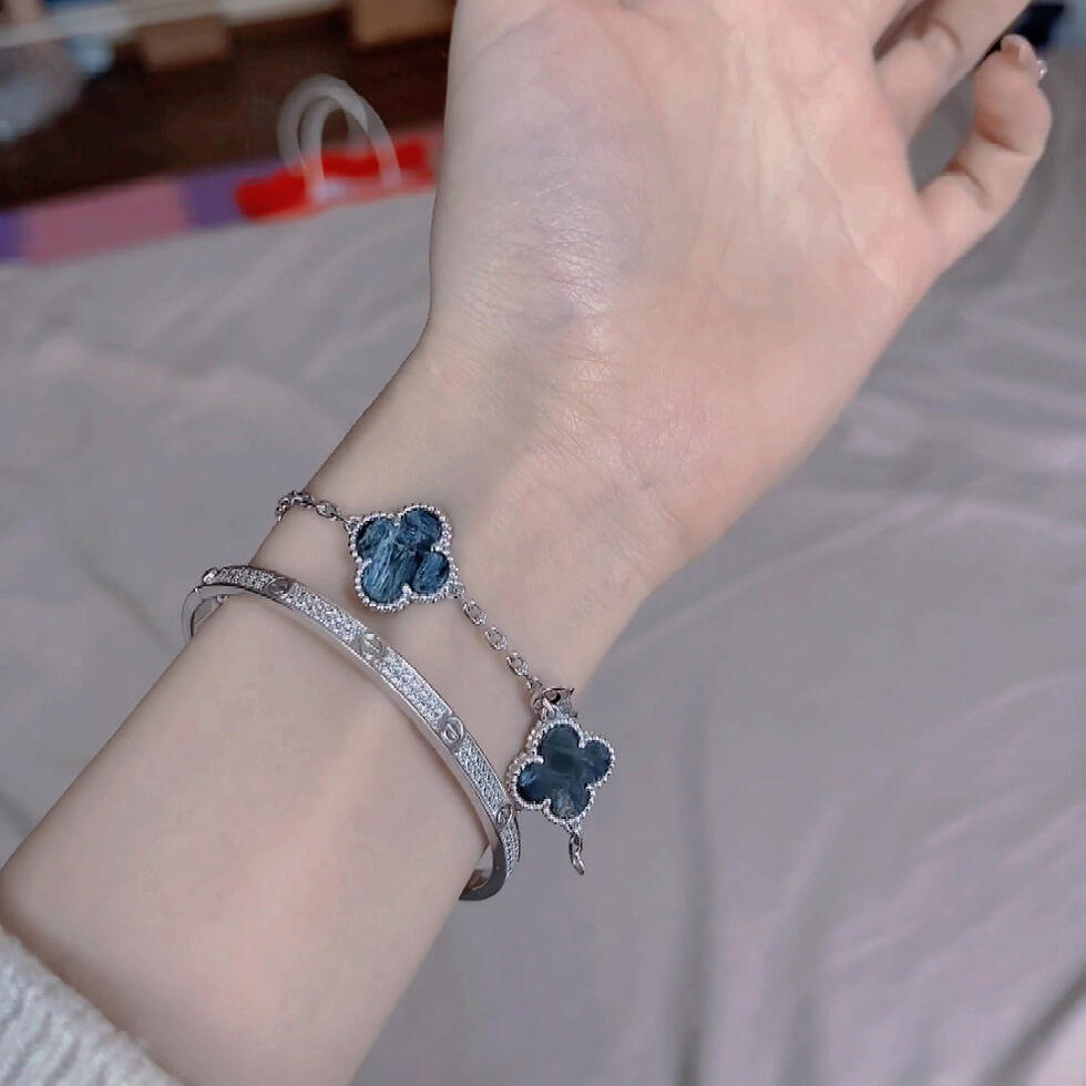 [ROSE]CLOVER 5 MOTIF PIETERSITE SILVER BRACELET