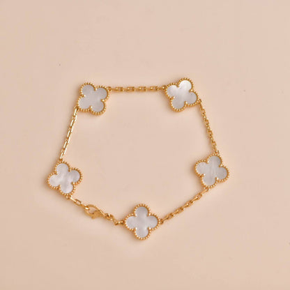 [ROSE]CLOVER  5 MOTIF WHITE MOP BRACELET