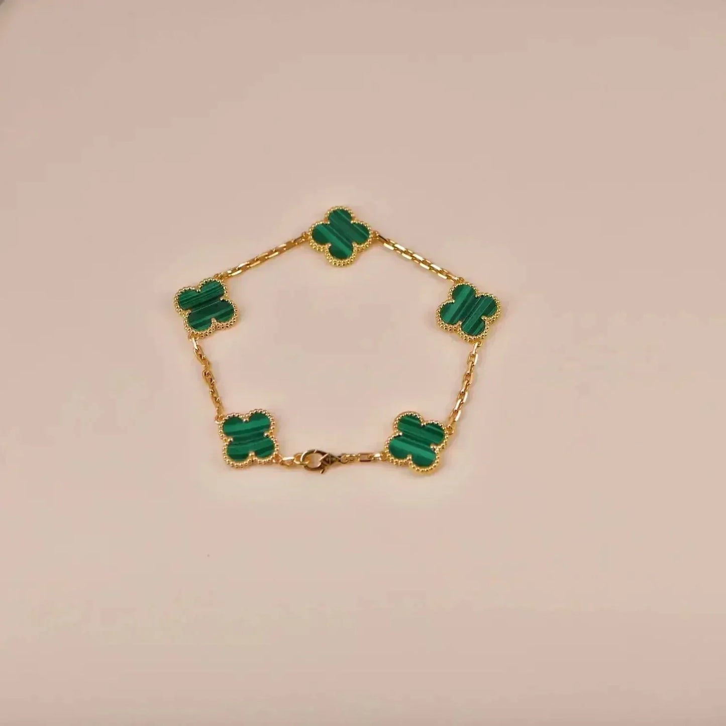 [ROSE]CLOVER 5 MOTIFS MALACHITE BRACELET