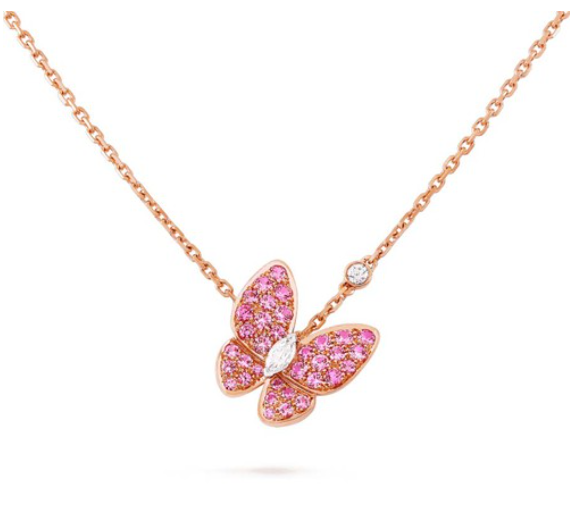 [ROSE]BUTTERFLY RED DIAMOND ROSE GOLD NECKLACE