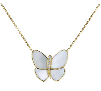 [ROSE]BUTTERFLY GOLD MOP DIAMOND NECKLACE