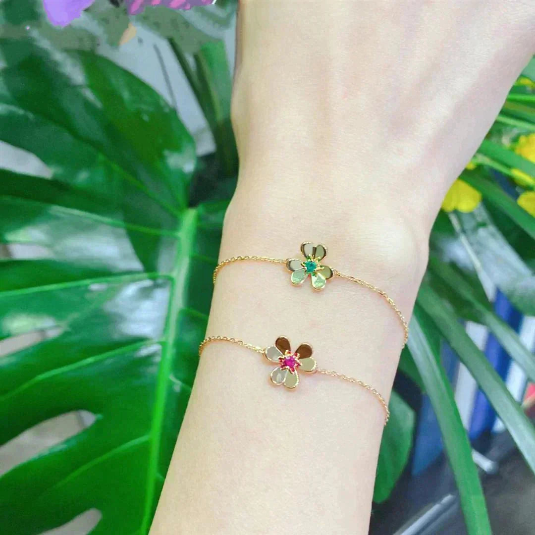 [ROSE]FRIVOLE GOLD FLOWER PINK MALACHITE BRACELET