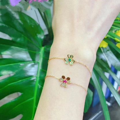 [ROSE]FRIVOLE GOLD FLOWER PINK MALACHITE BRACELET