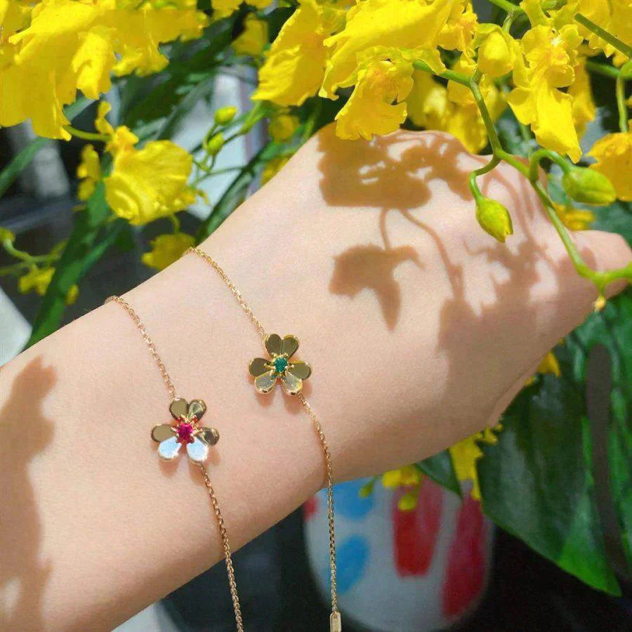 [ROSE]FRIVOLE GOLD FLOWER PINK MALACHITE BRACELET