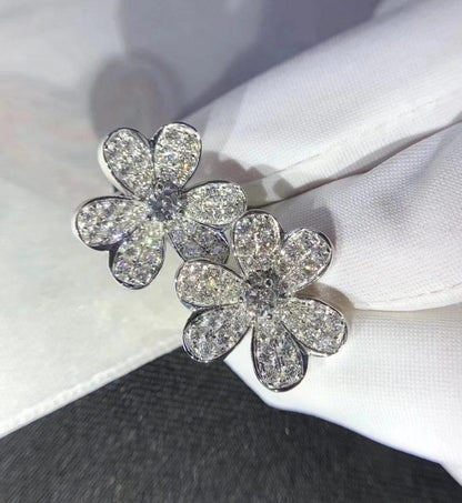 [ROSE]FRIVOLE SILVER FLOWER DIAMOND EARRINGS