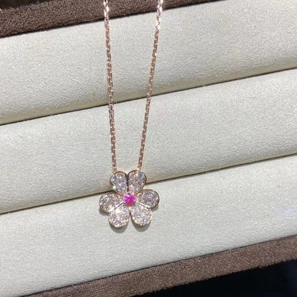 [ROSE]FRIVOLE ROSE GOLD FLOWER DIAMOND NECKLACE