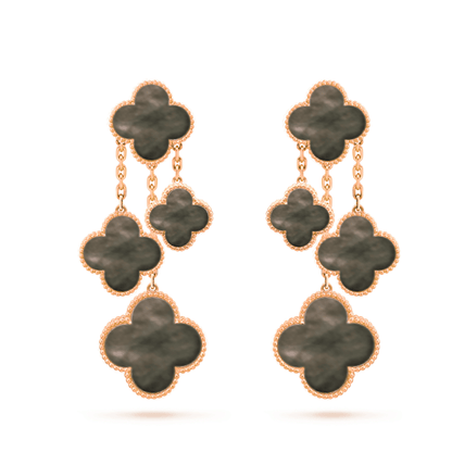 [ROSE]CLOVER EARRINGS DARK MOP 4 MOTIFS ROSE GOLD