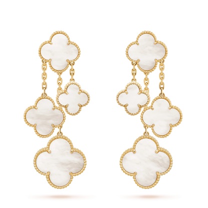 [ROSE]CLOVER EARRINGS WHITE MOP 4 MOTIFS GOLD