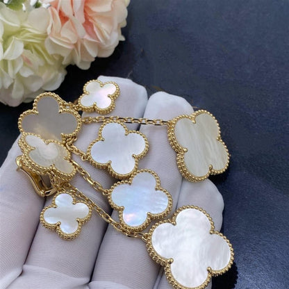 [ROSE]CLOVER EARRINGS WHITE MOP 4 MOTIFS GOLD