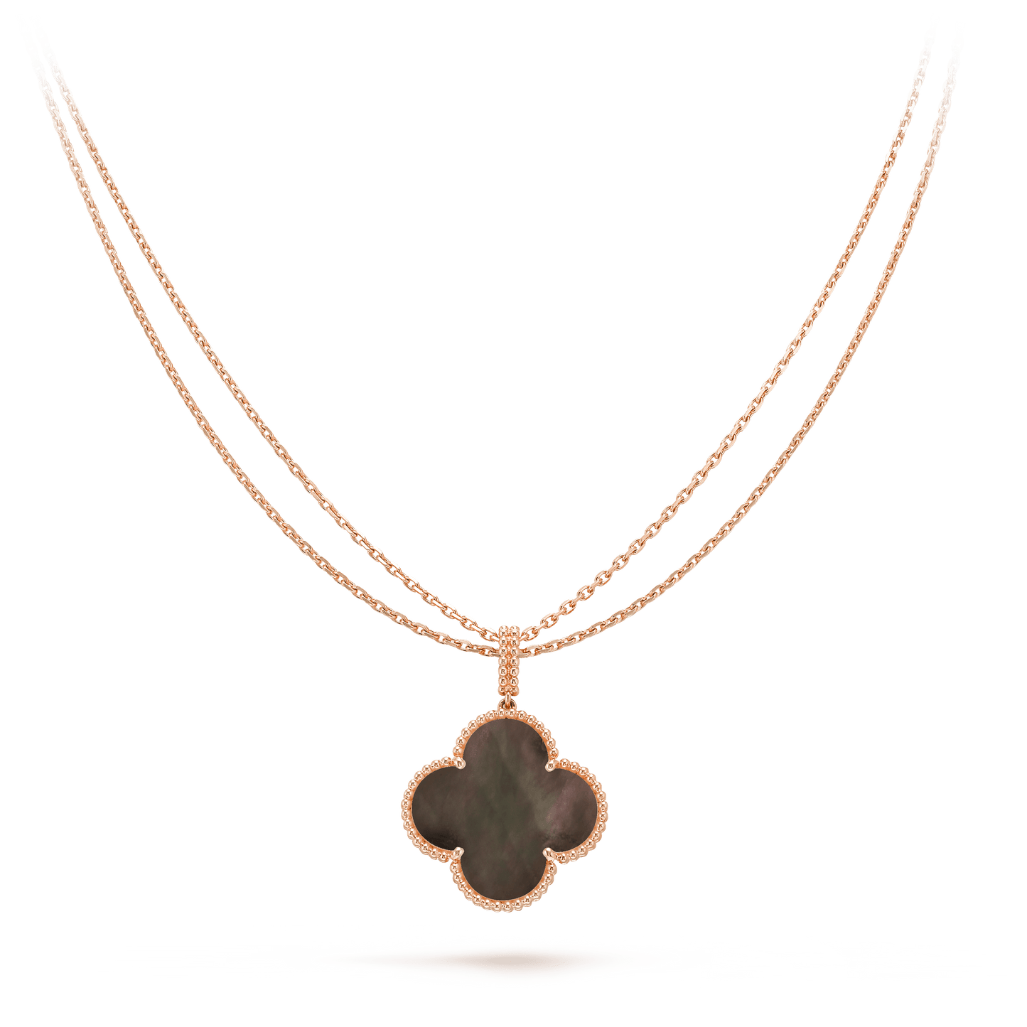 [ROSE]CLOVER 25MM GOLD DARK MOP BIG CLOVER NECKLACE