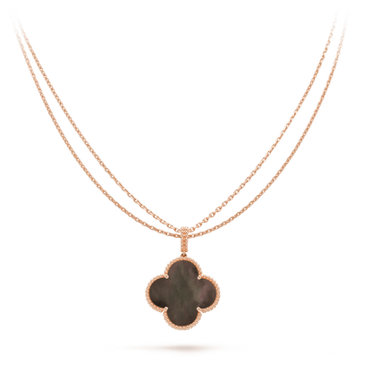 [ROSE]CLOVER 25MM GOLD DARK MOP BIG CLOVER NECKLACE