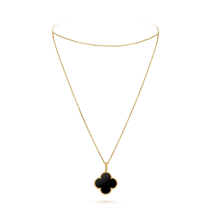 [ROSE]CLOVER 25MM GOLD ONYX BIG CLOVER NECKLACE