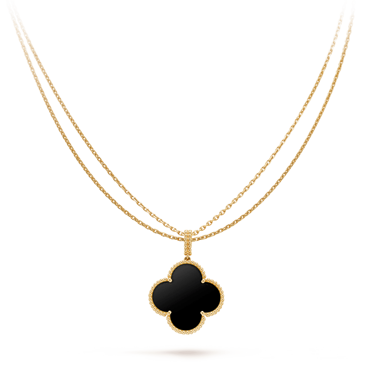 [ROSE]CLOVER 25MM GOLD ONYX BIG CLOVER NECKLACE