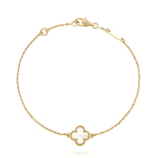 [ROSE]CLOVER WHITE MOP SINGLE FLOWER BRACELET