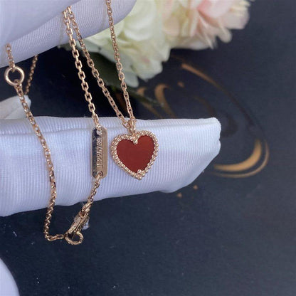 [ROSE]SWEET CLOVER CARNELIAN HEART NECKLACE