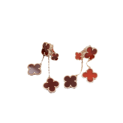 [ROSE]CLOVER EARRINGS CARNELIAN 4 MOTIFS PINK GOLD