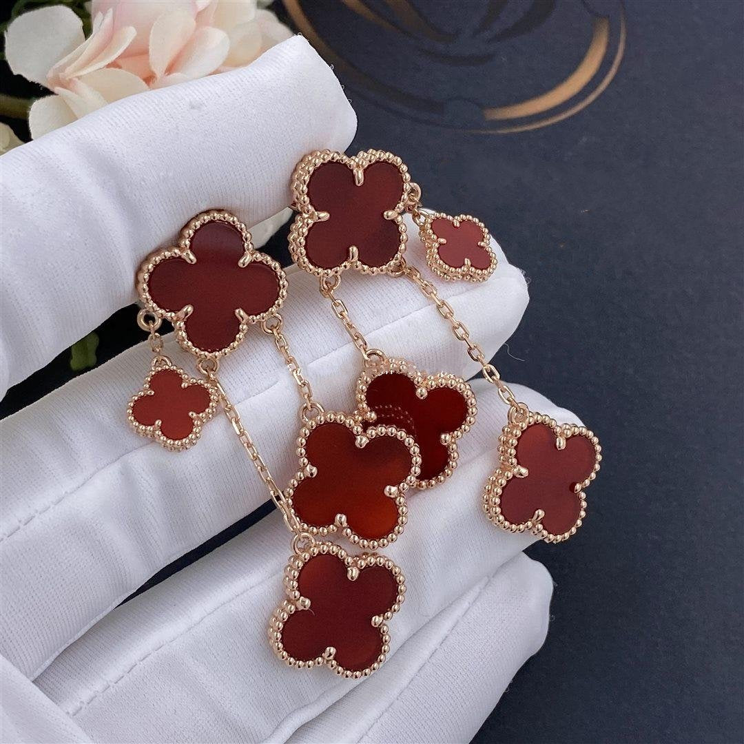 [ROSE]CLOVER EARRINGS CARNELIAN 4 MOTIFS PINK GOLD