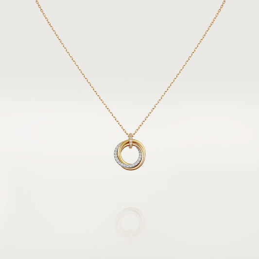 [ROSE]TRINITY NECKLACE SILVER GOLD PINK GOLD DIAMONDS