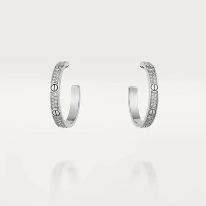 [ROSE]LOVE DIAMOND SILVER HOOP EARRINGS