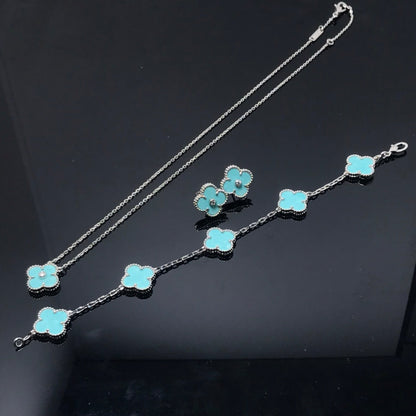 [ROSE]CLOVER 1 DIAMOND BLUE SKY SILVER EARRINGS