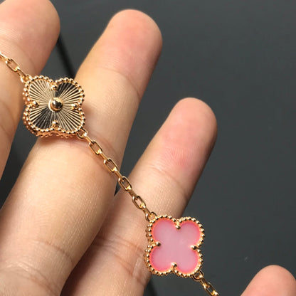 [ROSE]CLOVER BRACELET 5 MOTIF PINK AND PINK GOLD