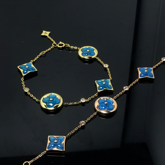 [Rose Jewels]STAR AND SUN 4 MOTIF BLUE BRACELET