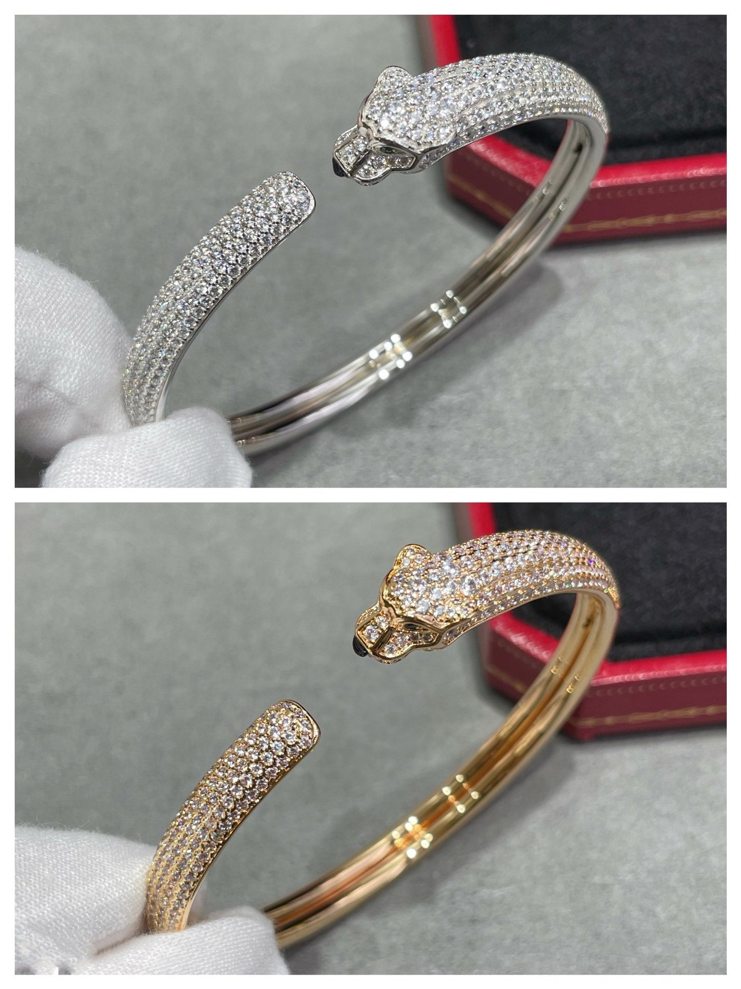 [ROSE]PANTHERE FULL DIAMOND OPEN BRACELET