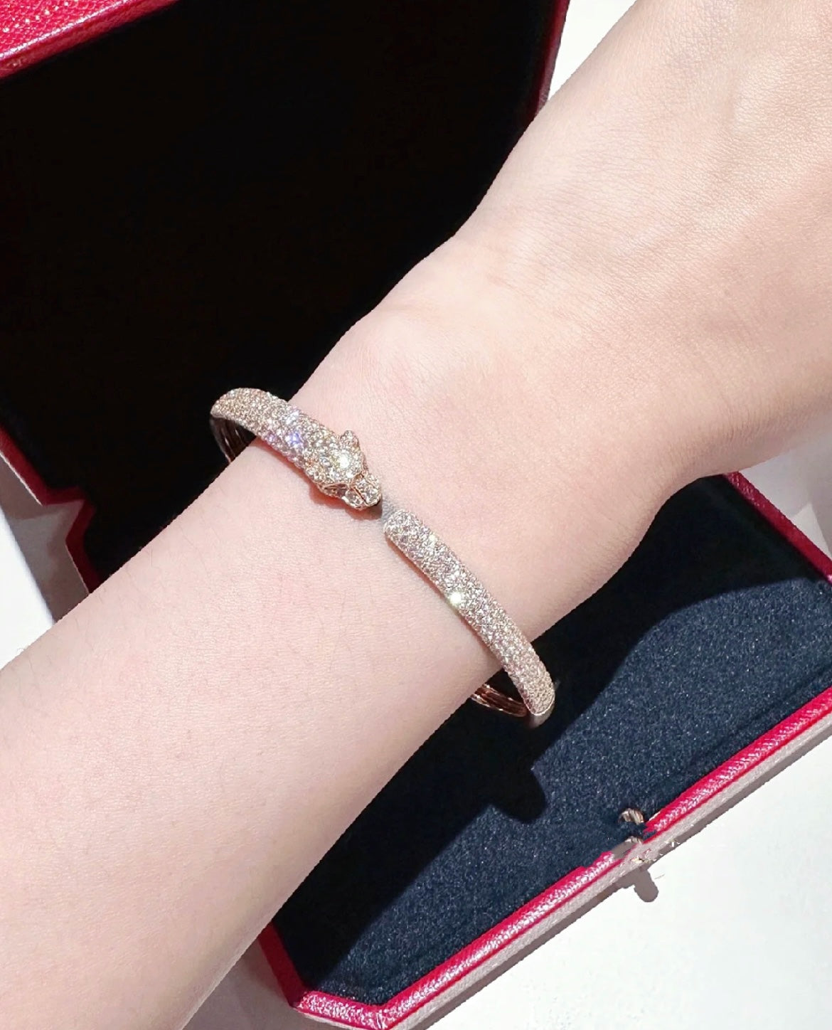 [ROSE]PANTHERE FULL DIAMOND OPEN BRACELET