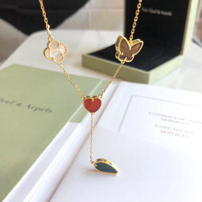 [ROSE]LUCKY SPRING 4 MOTIFS ROSE GOLD NECKLACE