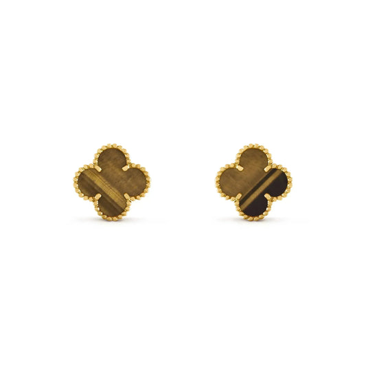 [ROSE]CLOVER MEDIUM 1 MOTIFS TIGER EYE EARRINGS