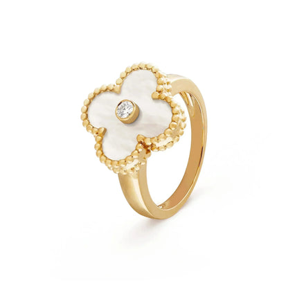 [ROSE]CLOVER PINK MOP RING GOLD DIAMOND